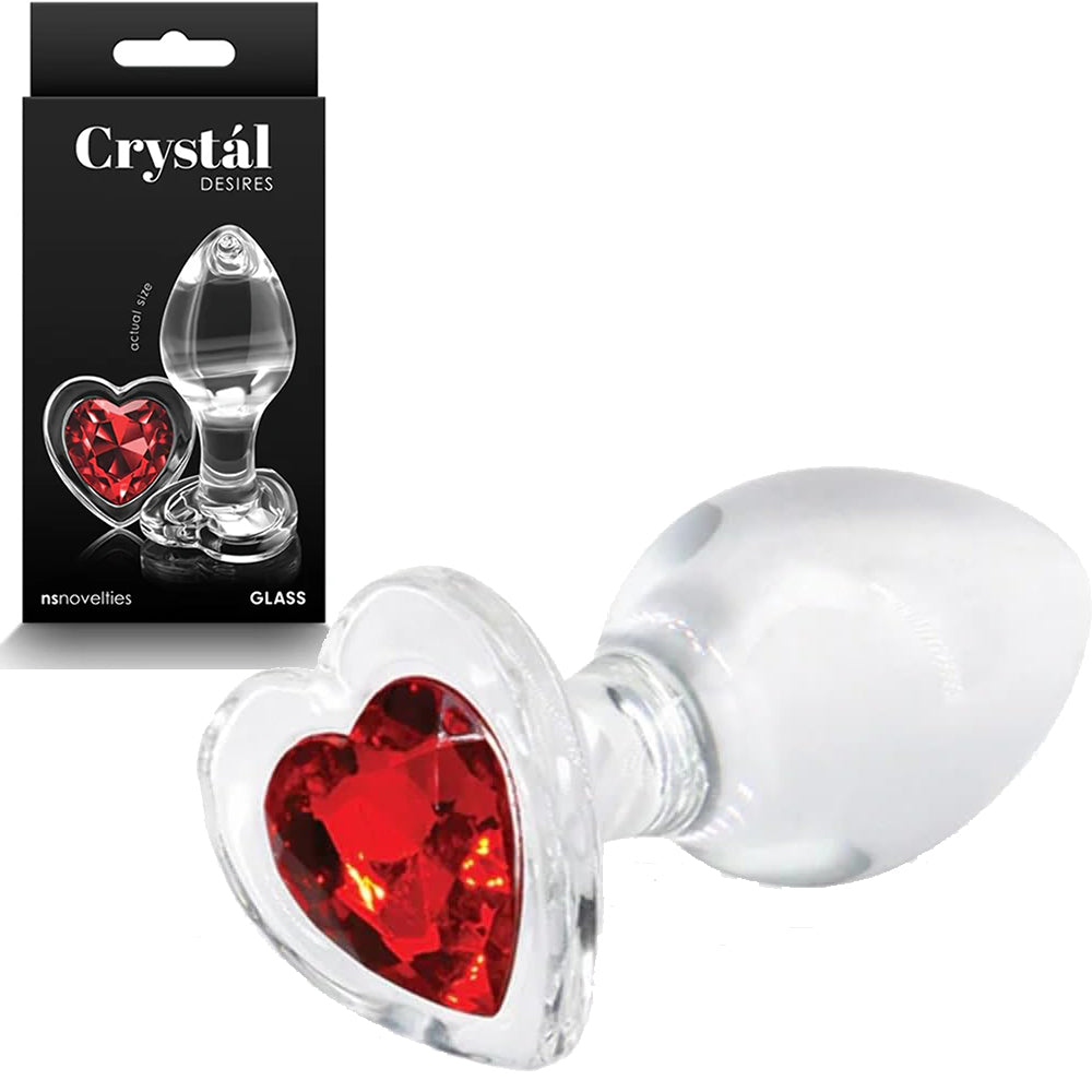 Crystal Desires Red Heart -Glass Anal Plug Small