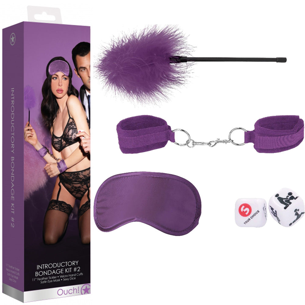 OUCH! Introductory Bondage Kit #2 BDSM Mask Cuffs Feather Dice Set Sex Toy