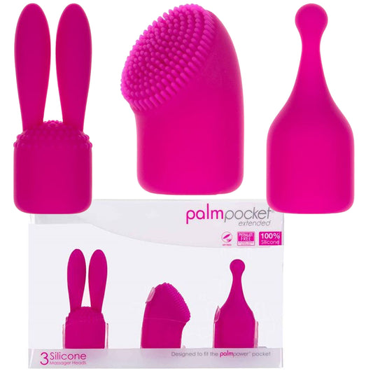 PalmPower Pocket Extended Silicone Massage Heads 3 Pc Set