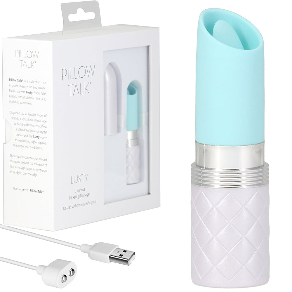 Pillow Talk LUSTY Luxurious Tongue Flickering Vibrator Lipstick Teal
