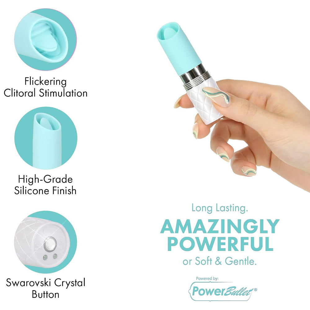 Pillow Talk LUSTY Luxurious Tongue Flickering Vibrator Lipstick Teal