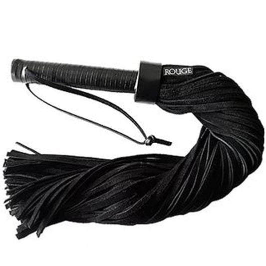 Black Suede Flogger with Leather Handle BDSM Fetish
