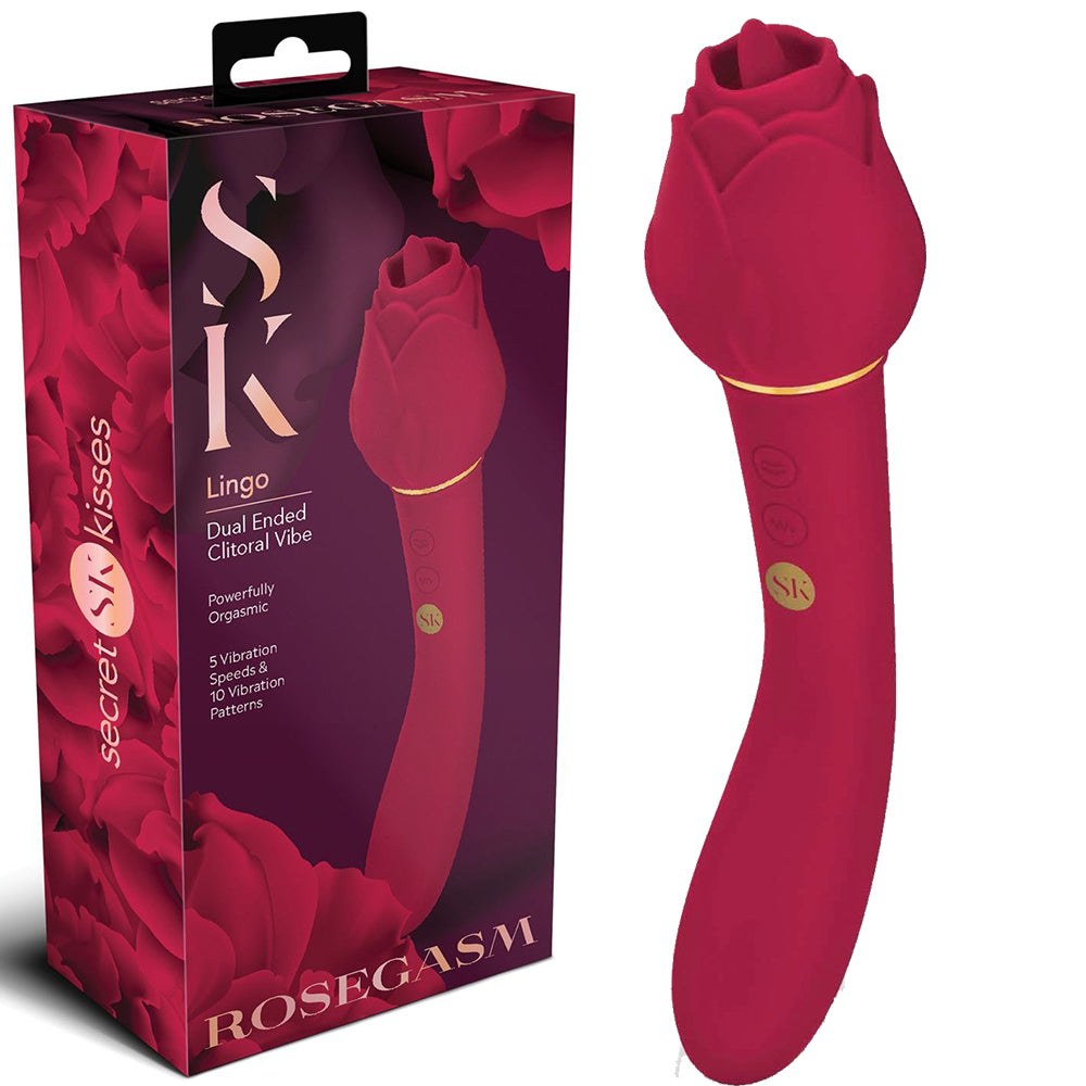 Rosegasm Lingo Dual Ended Rose Clitoral Stimulator G Spot Vibrator Sex Toy