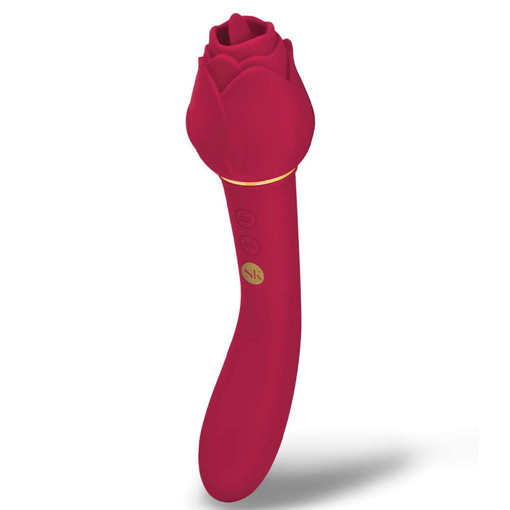 Rosegasm Lingo Dual Ended Rose Clitoral Stimulator G Spot Vibrator Sex Toy