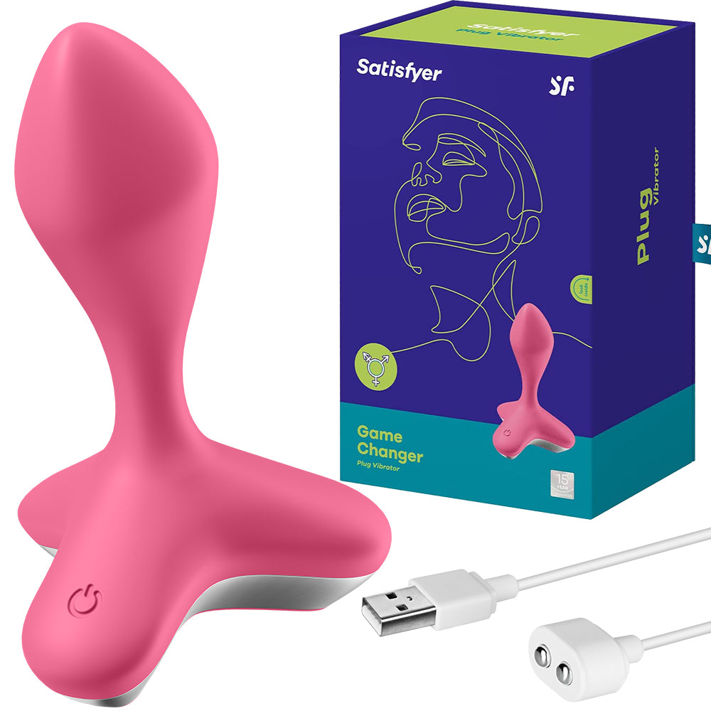 Satisfyer Game Changer Vibrating Anal Plug Silicone Butt Vibrator USB Pink