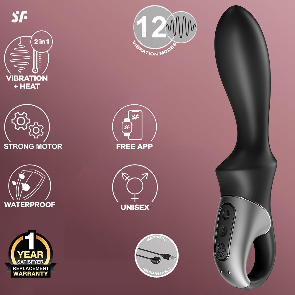 Satisfyer Heat Climax App Remote Control Warming Anal G Spot Vibrator Dildo