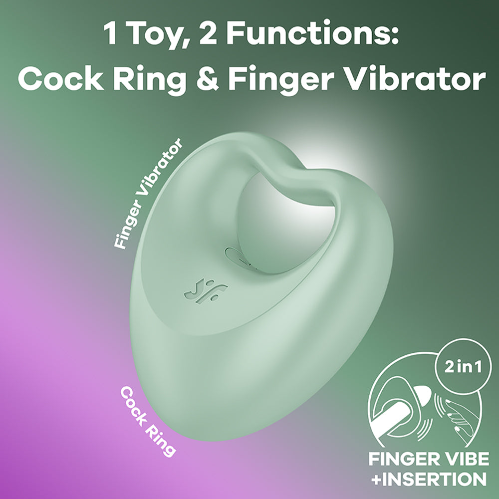 Satisfyer Perfect Pair 3 2-in-1 Finger Vibrator + Cock Ring Couples Sex Toy