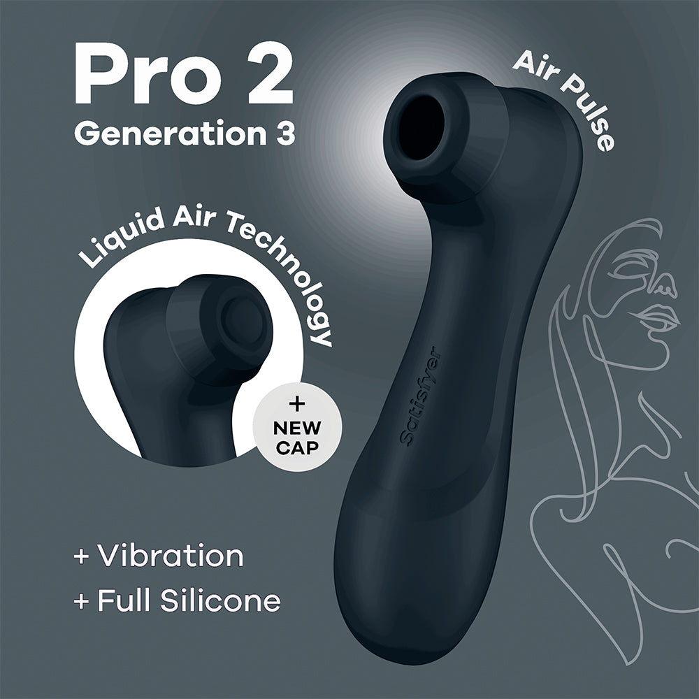 Satisfyer Pro 2 Gen 3 Liquid Air Pulse Clitoral Stimulator Vibrator Black