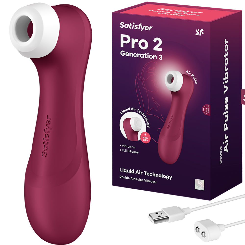Satisfyer Pro 2 Gen 3 Liquid Air Pulse Clitoral Stimulator Vibrator Red