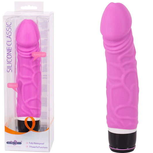 Seven Creations Silicone Classic Thick Veined Vibrator Dildo Pink