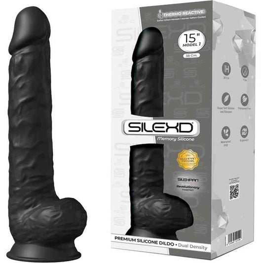 Silexd 15" Realistic Dildo 38cm Giant Dong Balls Suction Cup Black