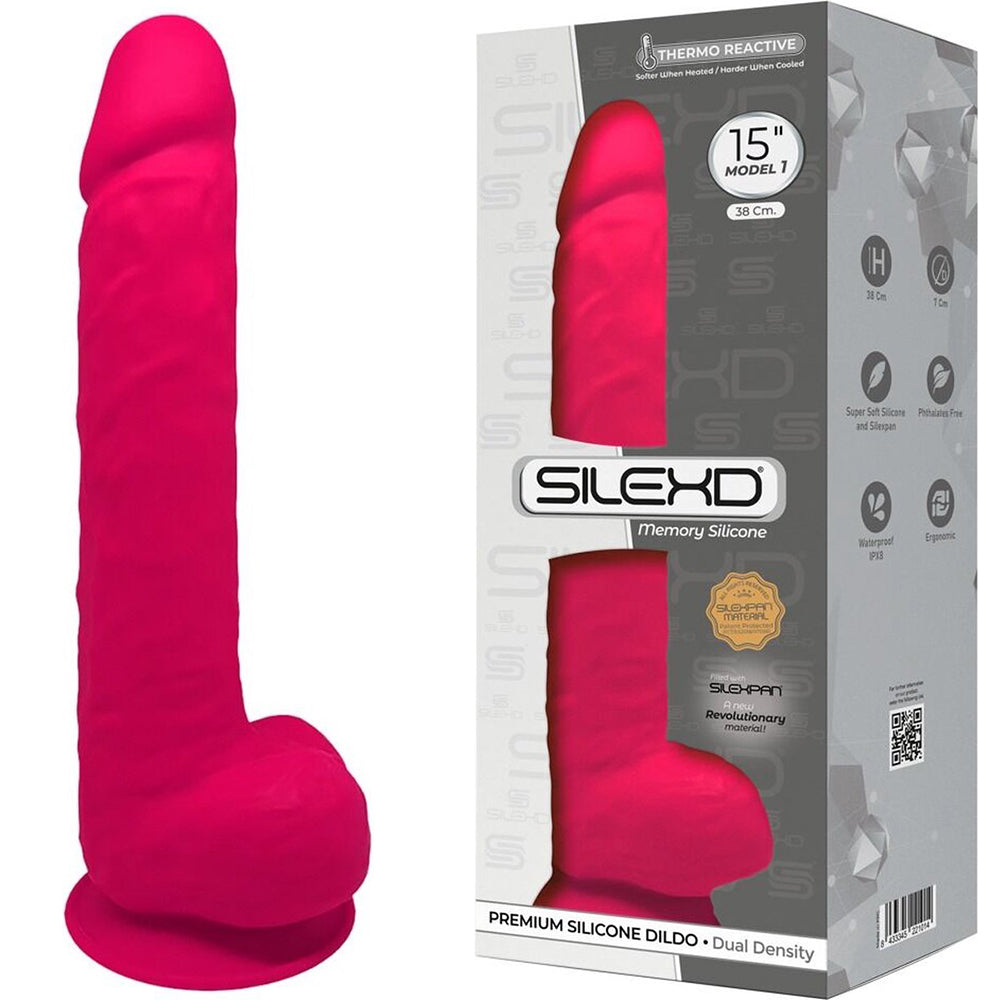 Silexd 15" Realistic Dildo 38cm Giant Dong Balls Suction Cup PINK