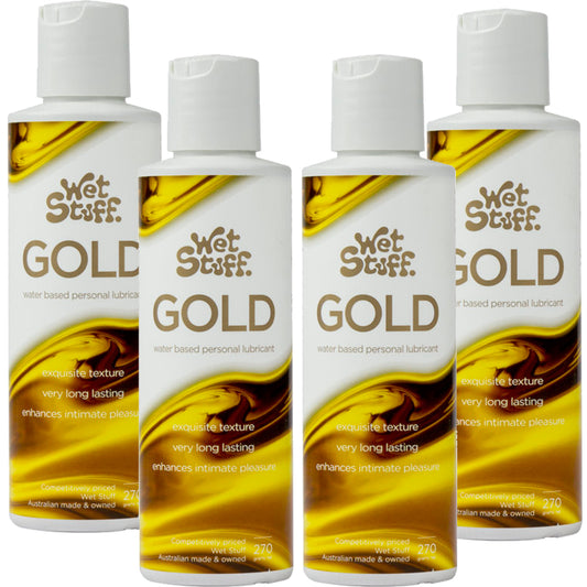 4x WET STUFF GOLD 270gms total 1.08kg Water Based Personal Sex Lubricant Lube