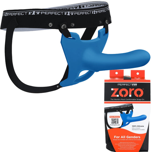 Perfect Fit Zoro Strap-On 5.5" Dildo Harness Couples Gender Neutral Sex Toy Blue