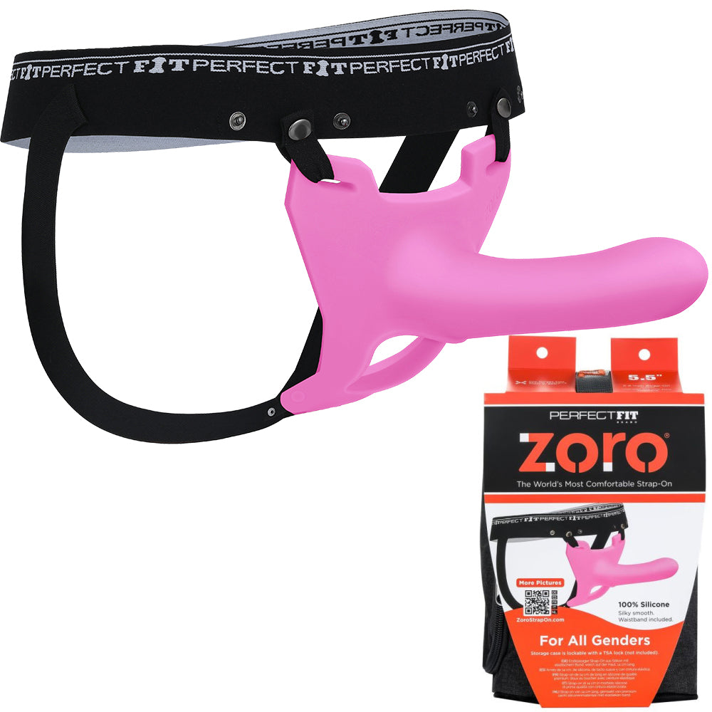 Perfect Fit Zoro Strap-On 5.5" Dildo Harness Couples Gender Neutral Sex Toy Pink