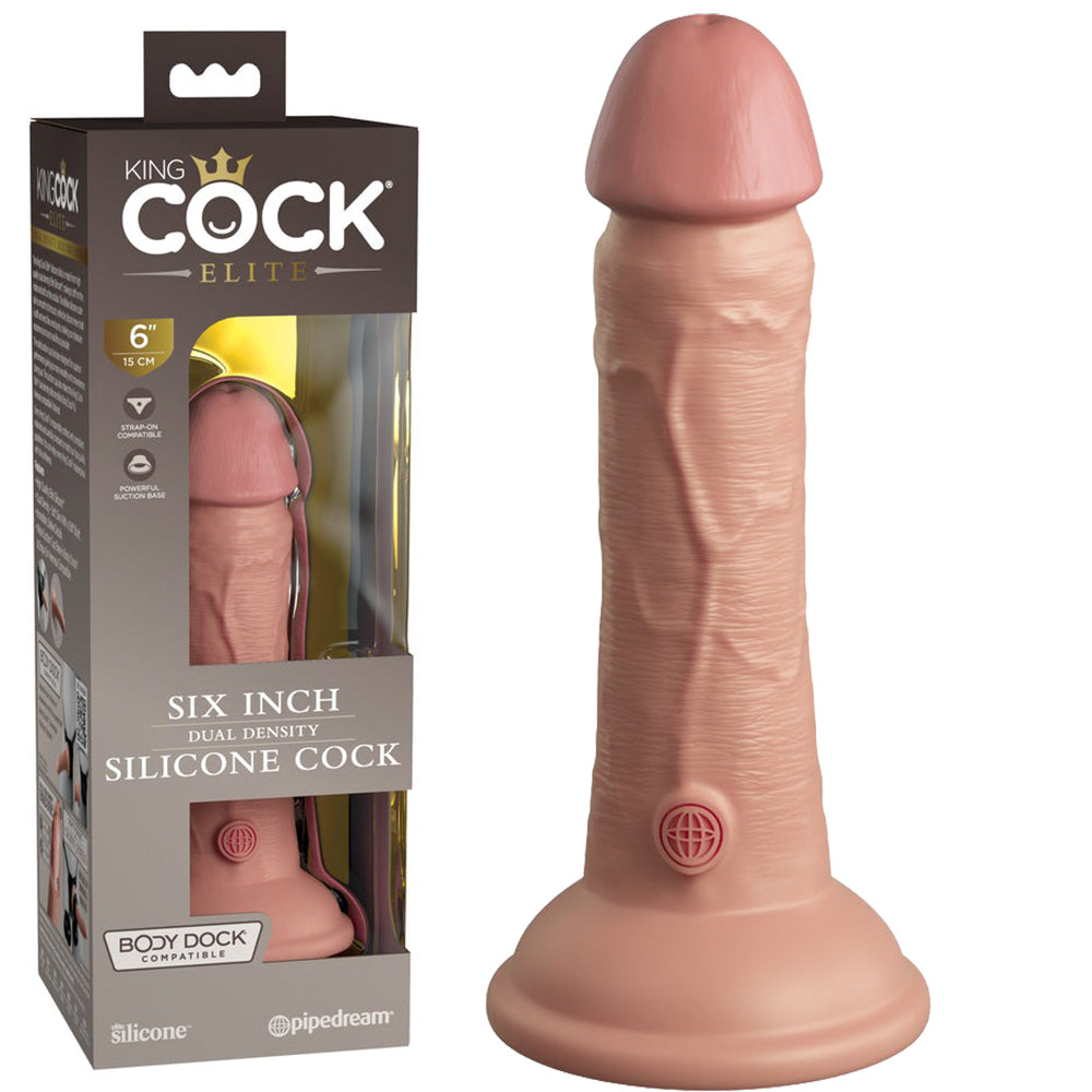 King Cock Elite 6'' Dual Density Cock Flesh Realistic Dildo Suction Cup Sex Toy