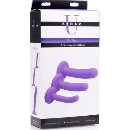 Tri-Play 3 Pc Purple Silicone Dildo Set