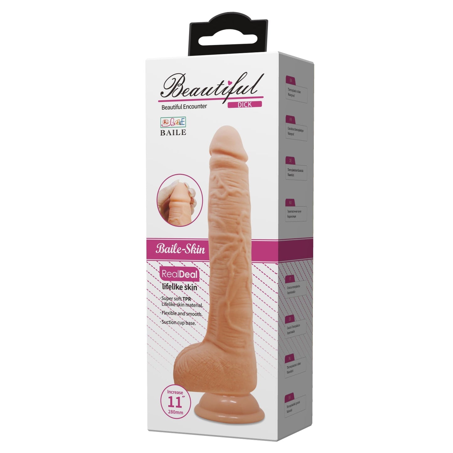 Dick 11" Straight Dildo w/Suction Base Flesh