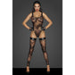 Tulle Bodysuit  w Patterned Flock Embroidery