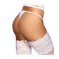 Microfiber and Lace G-String with Studs White