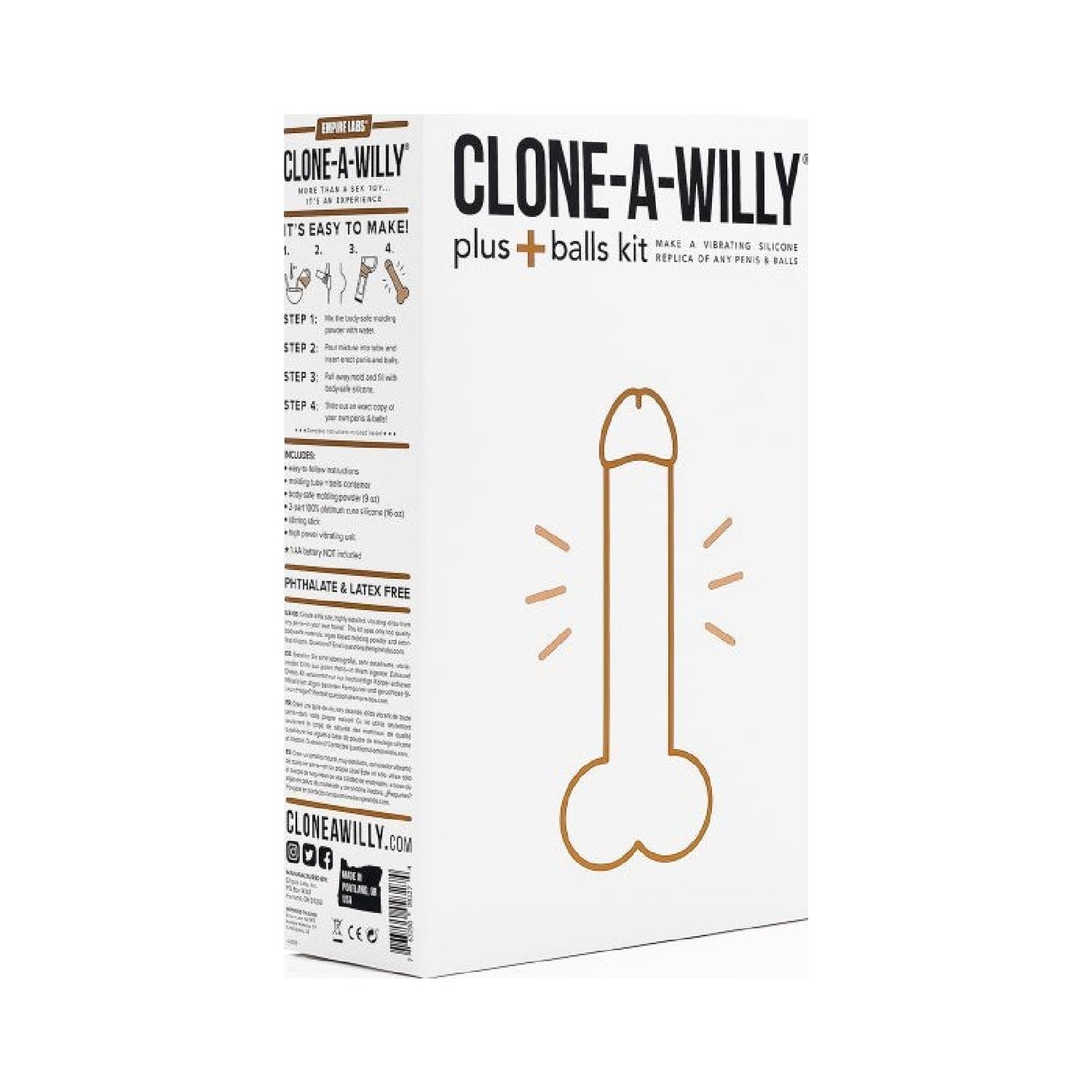 Clone A Willy Plus Balls Kit Deep Brown Skin Tone DIY Vibrating Silicone Dildo