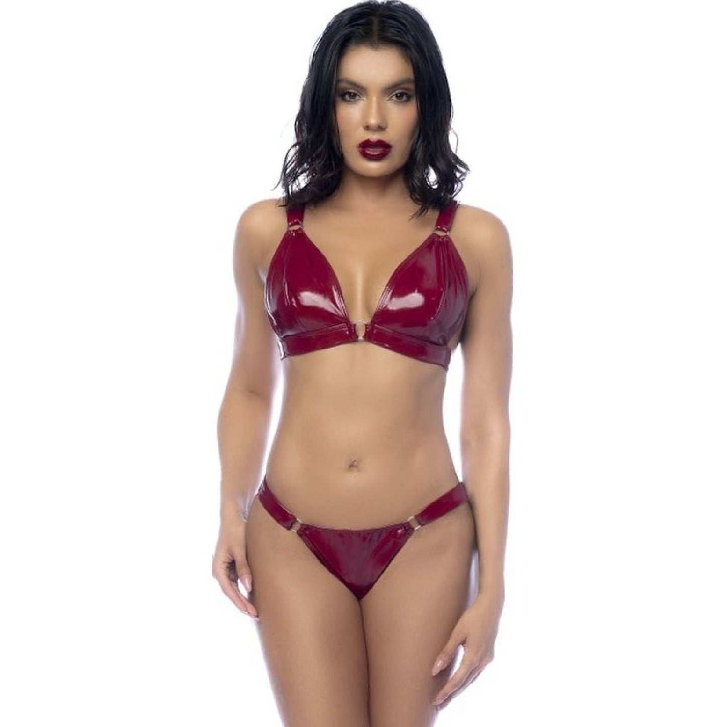 Wet Look Vinyl 2 Pc Set Gloss Wine