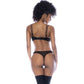 Wet Look w Sheer Mesh 2 Pc Set Black