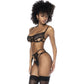 Black 3 Pc Set w/ Bra, Garter Belt and Thong
