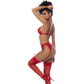 Red 3 Pc Set w/ Bralette, Garter Belt and Thong