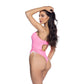 PlayBoy Pink 1 Pc Swimsuit with Ruched Side Ties & Removable Clear Straps