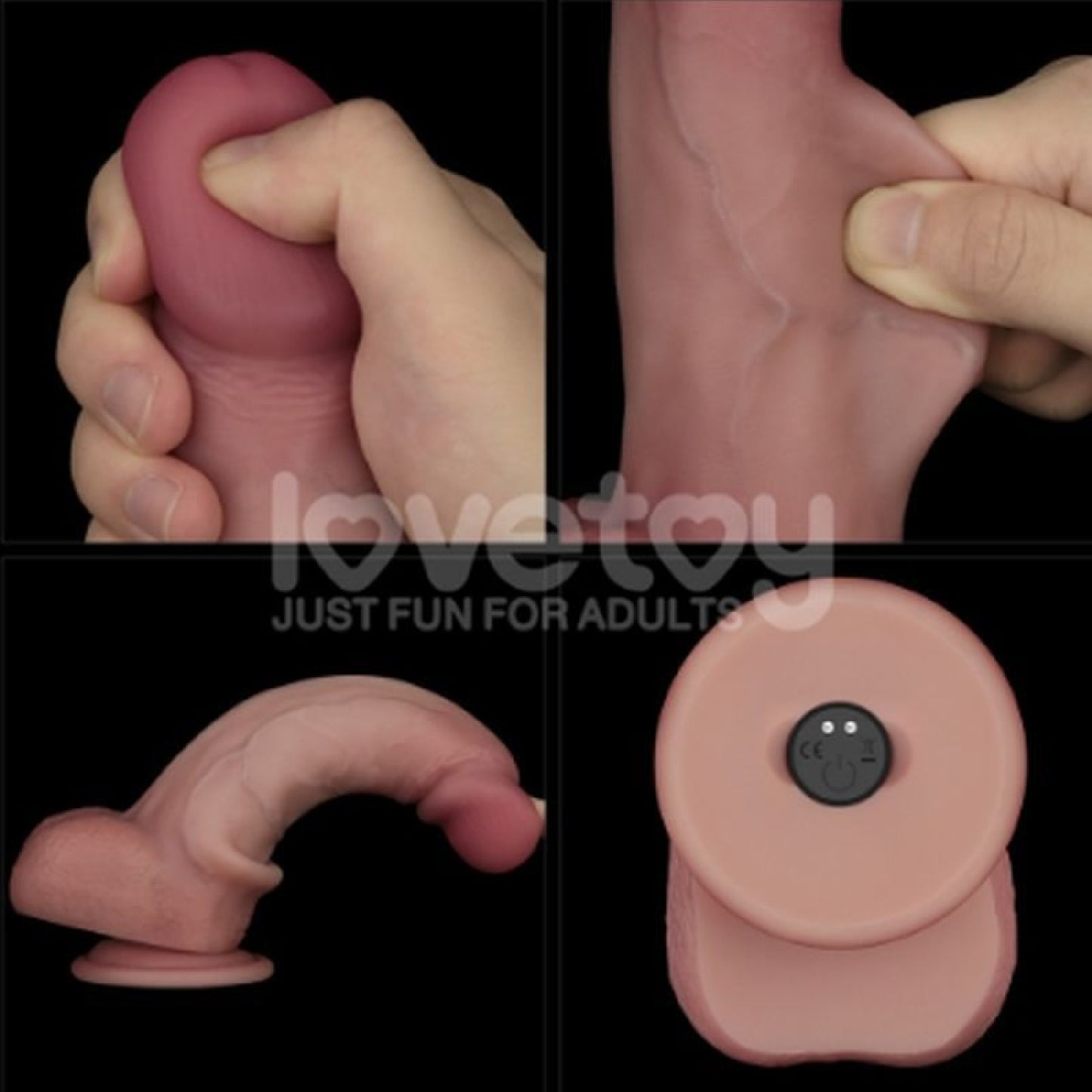 Vibrating Sliding Skin Pro II Silicone Dong 8in
