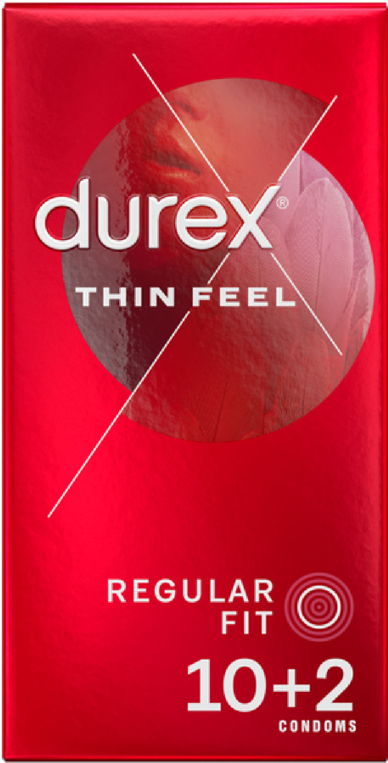 DUREX Thin Feel Latex Condoms 10's + 2 Free Width 54mm