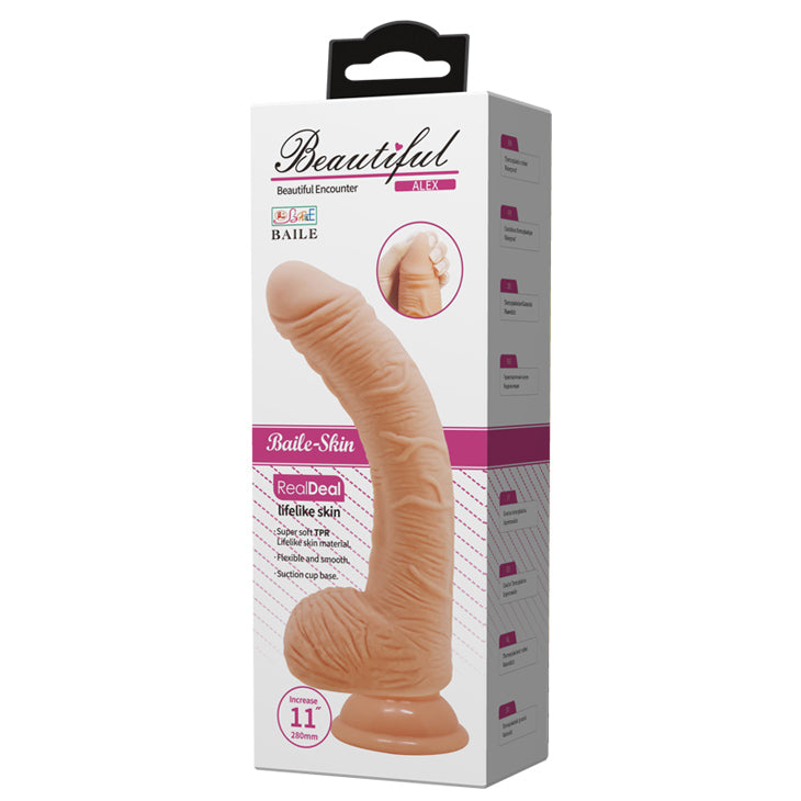 Baile Alex 11" Curved Realistic Dildo 28cm Dong Suction Cup Flesh