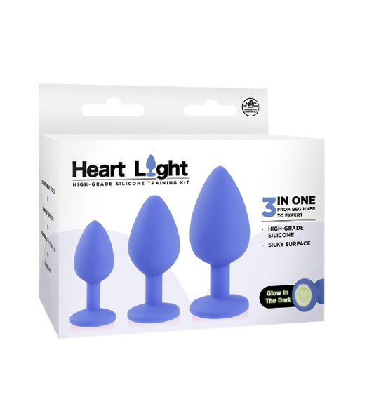 HEART LIGHT SILICONE ANAL TRAINING KIT - BLUE