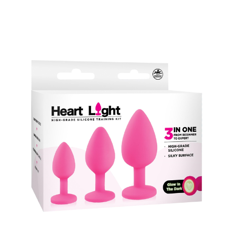 HEART LIGHT SILICONE ANAL TRAINING KIT - PINK