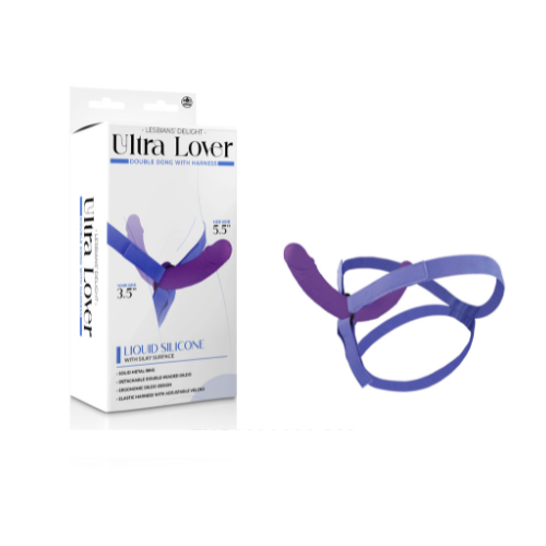 ULTRA LOVER 8" SILICONE DOUBLE DONG WITH STRAP-ON