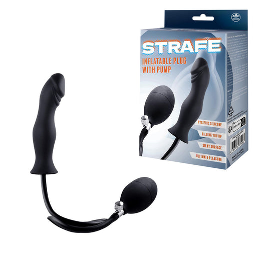 STRAFE SILICONE INFLATABLE PLUG WITH PUMP BLACK