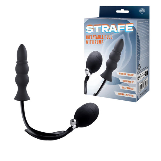 STRAFE SILICONE BLACK INFLATABLE PLUG WITH PUMP