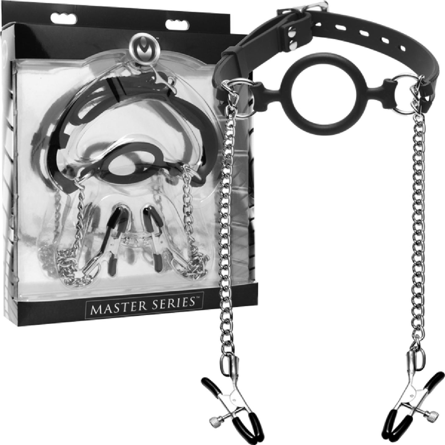 Mutiny Silicone O-Ring Gag With Nipple Clamps