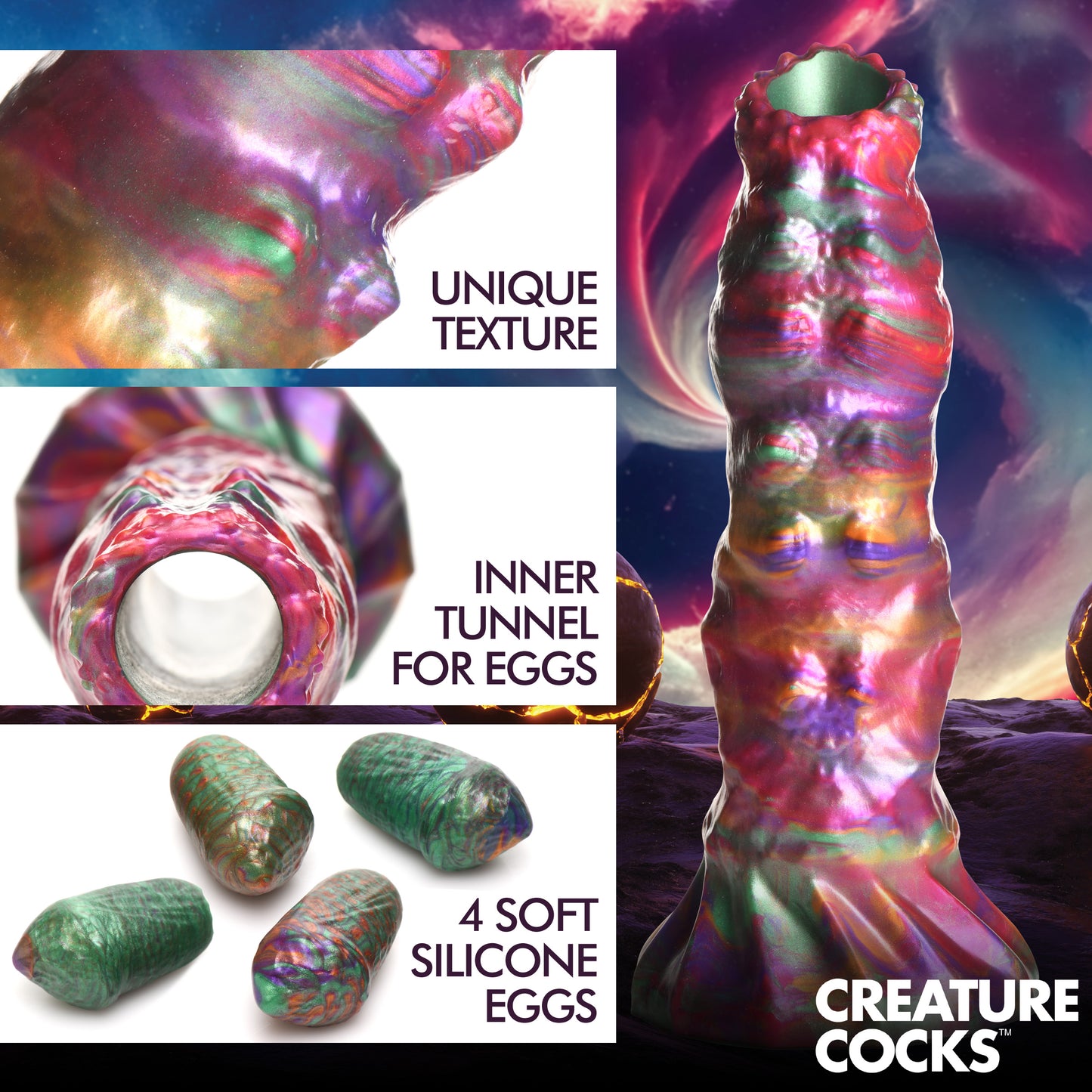 Creature Cocks Larva Silicone Dildo Alien Fantasy Dong Hollow Cock Sex Toy