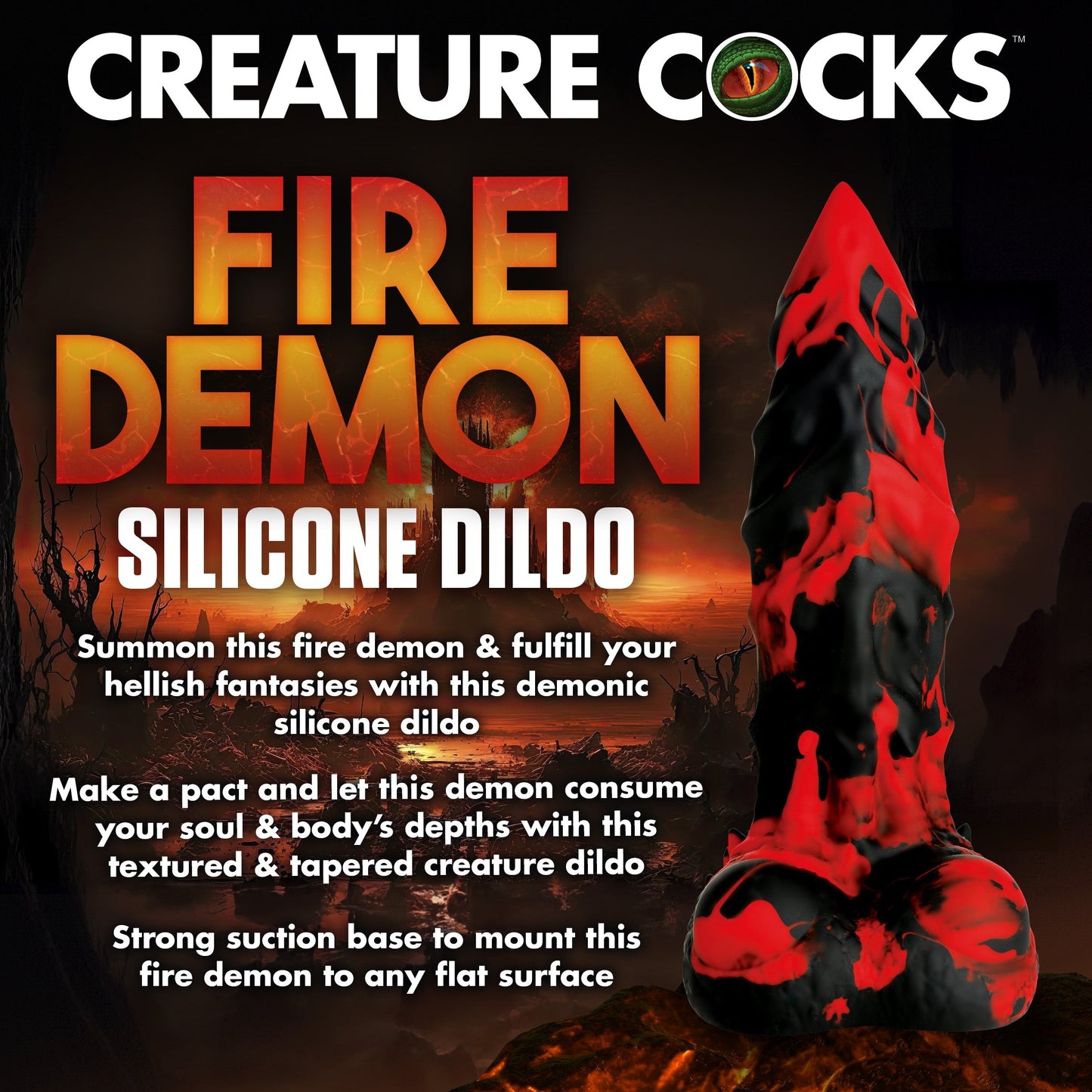 Creature Cocks Fire Demon Monster Silicone Dildo Suction Cup Anal Plug Sex Toy