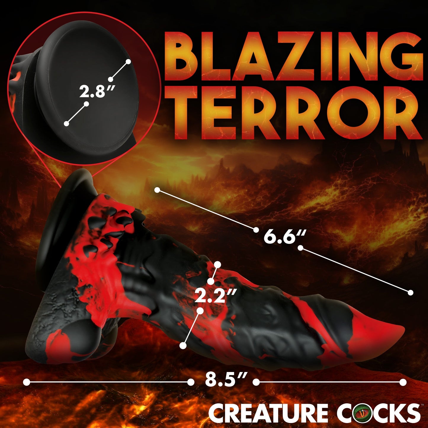 Creature Cocks Fire Demon Monster Silicone Dildo Suction Cup Anal Plug Sex Toy