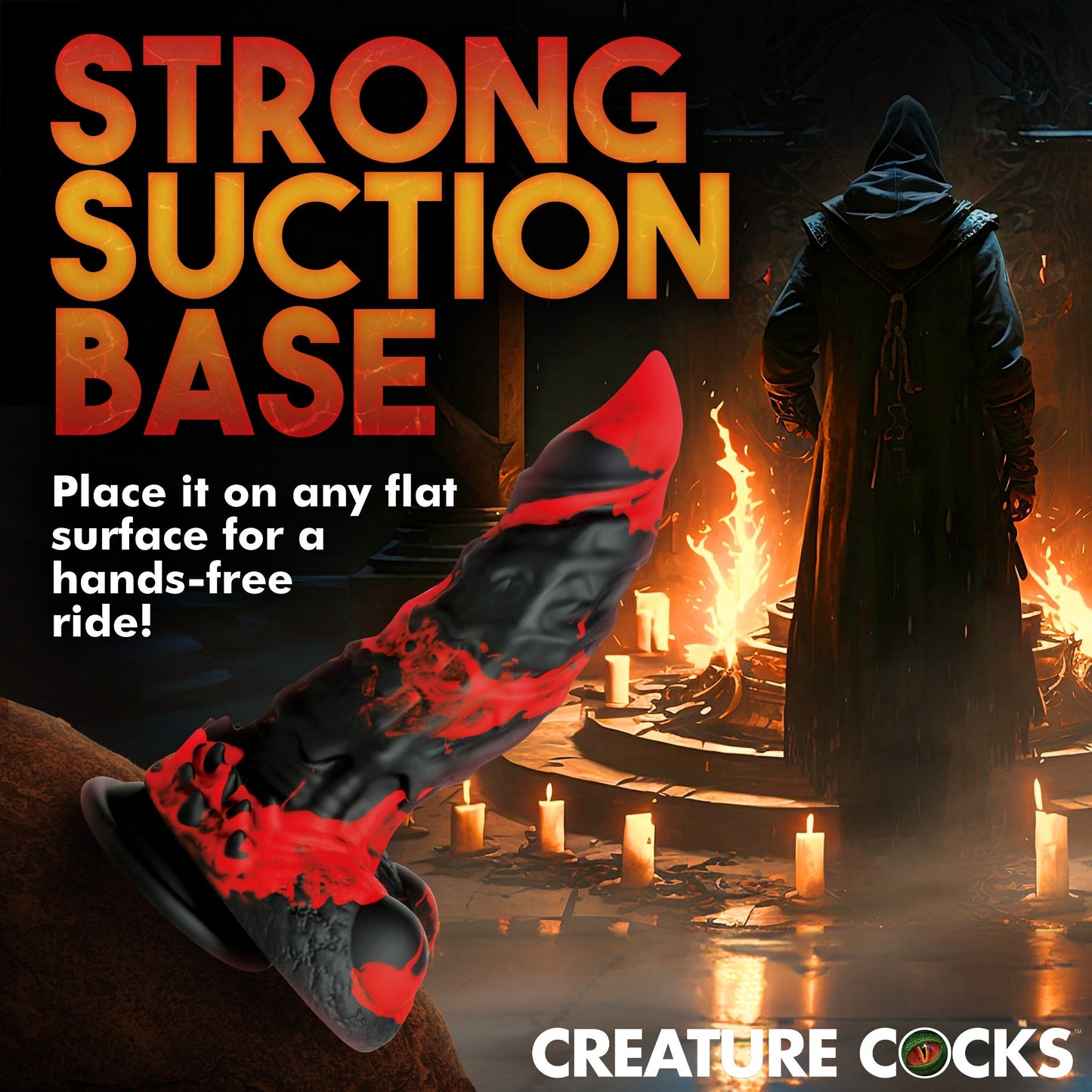 Creature Cocks Fire Demon Monster Silicone Dildo Suction Cup Anal Plug Sex Toy