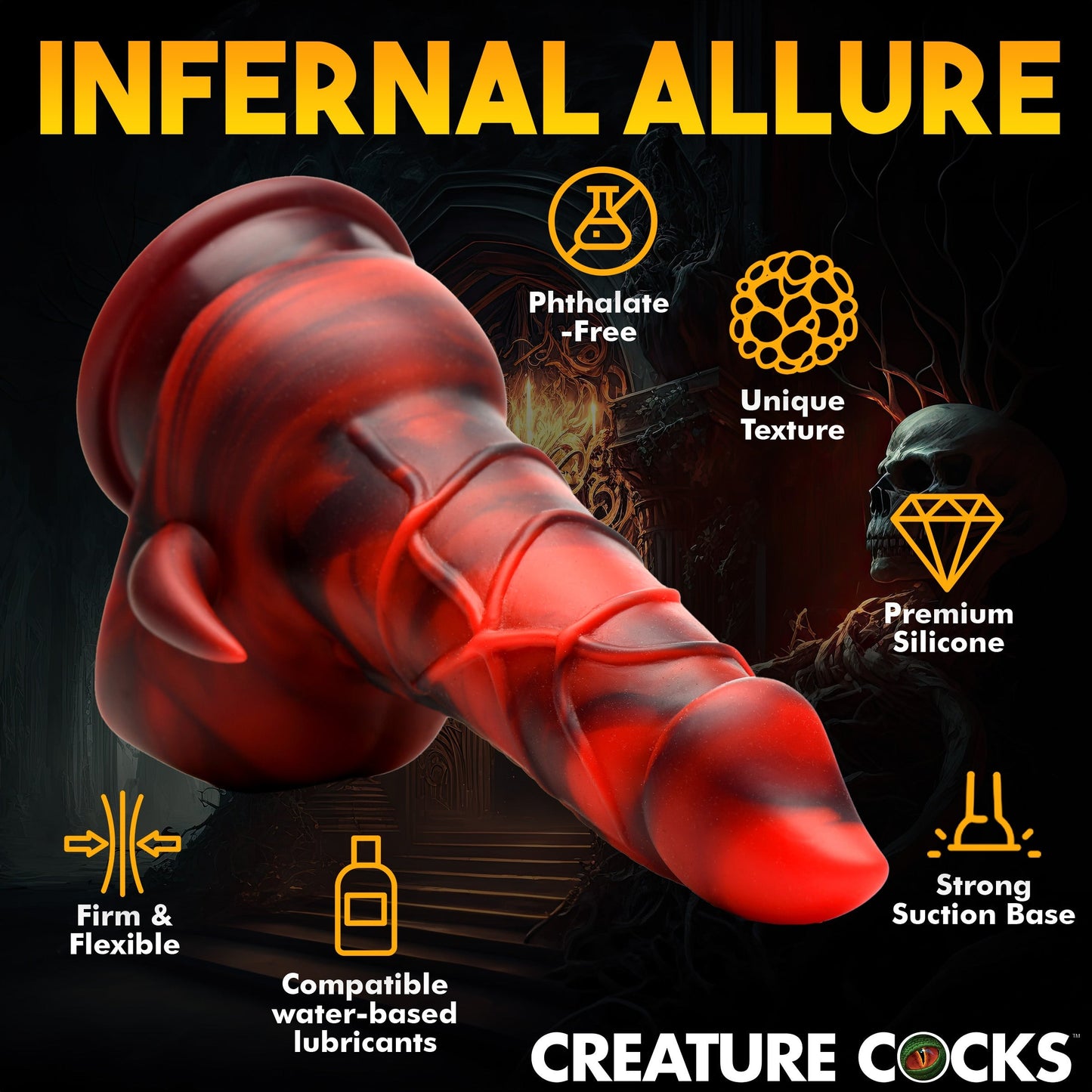 Creature Cocks Horny Devil Demon Silicone Dildo Suction Cup Anal Plug Sex Toy