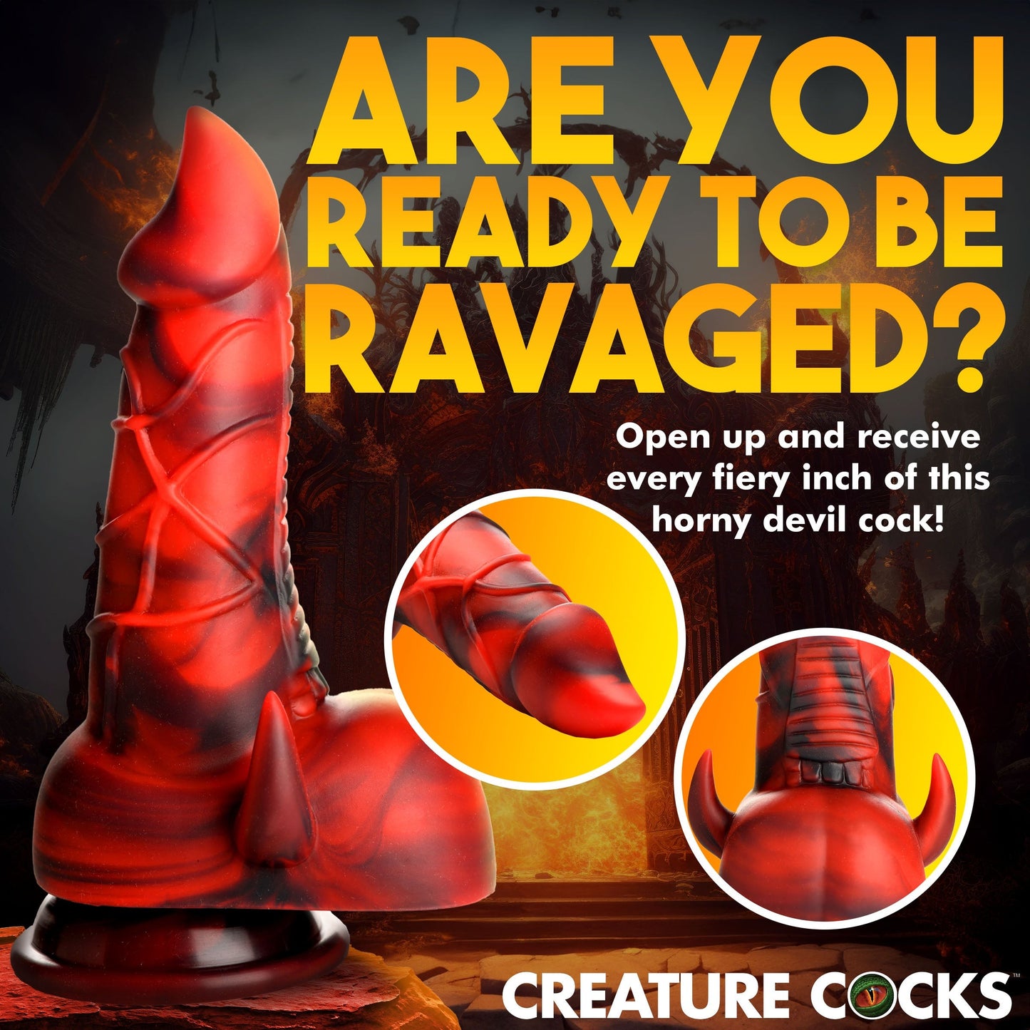 Creature Cocks Horny Devil Demon Silicone Dildo Suction Cup Anal Plug Sex Toy