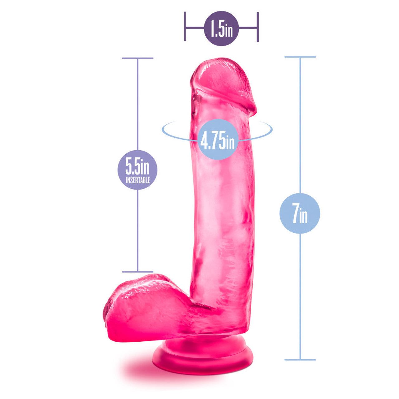 Blush B Yours Sweet N Hard 7" Realistic Dildo Suction Cup Dong Sex Toy