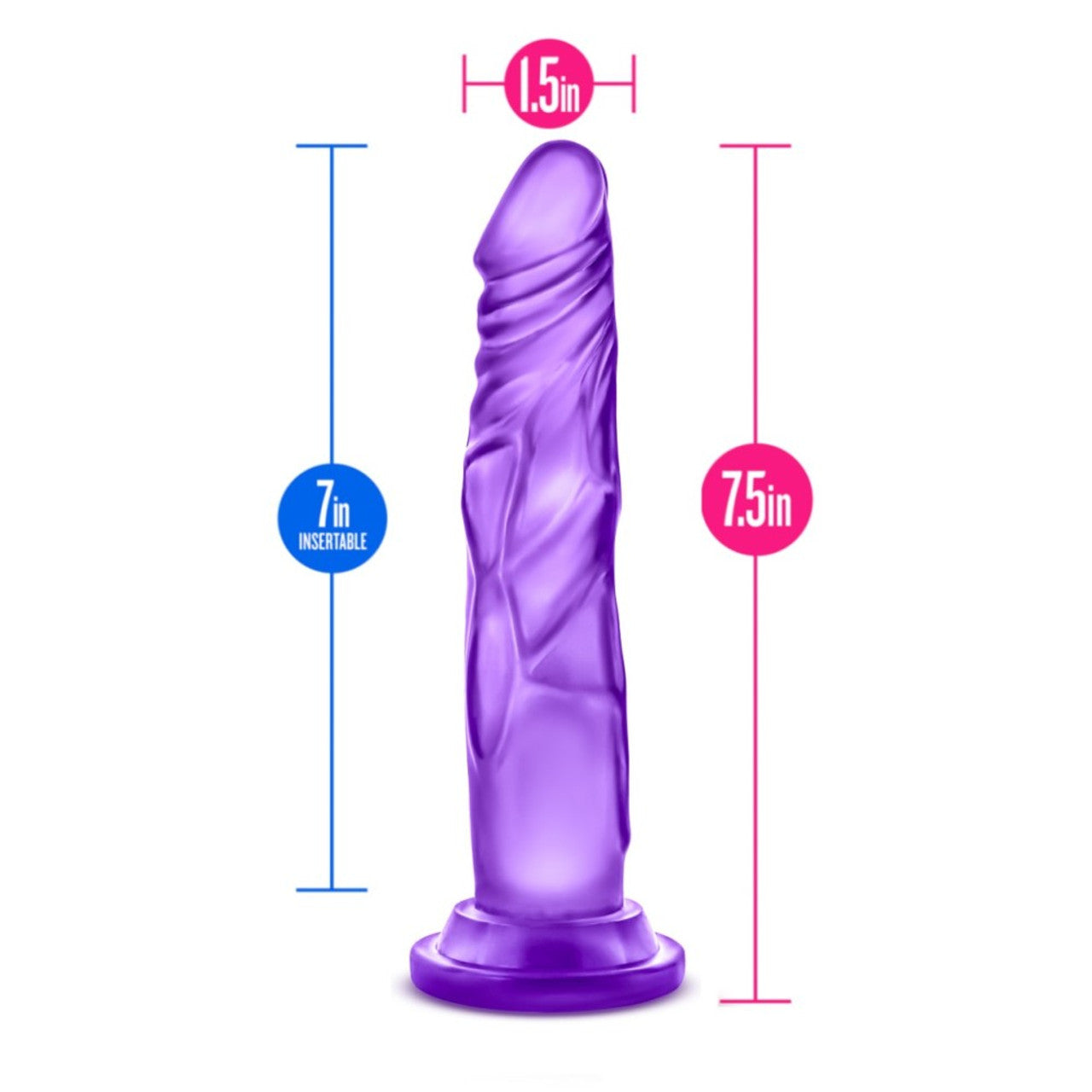 7.5" Blush B Yours Sweet N Hard Dildo Realistic Dong Suction Cup Sex Toy