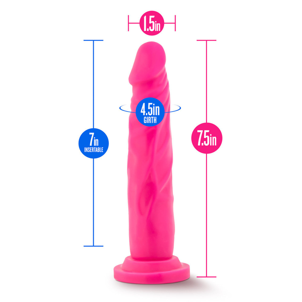 Blush Neo Dual Density 7.5" Cock Neon Dildo Suction Cup Sex Toy