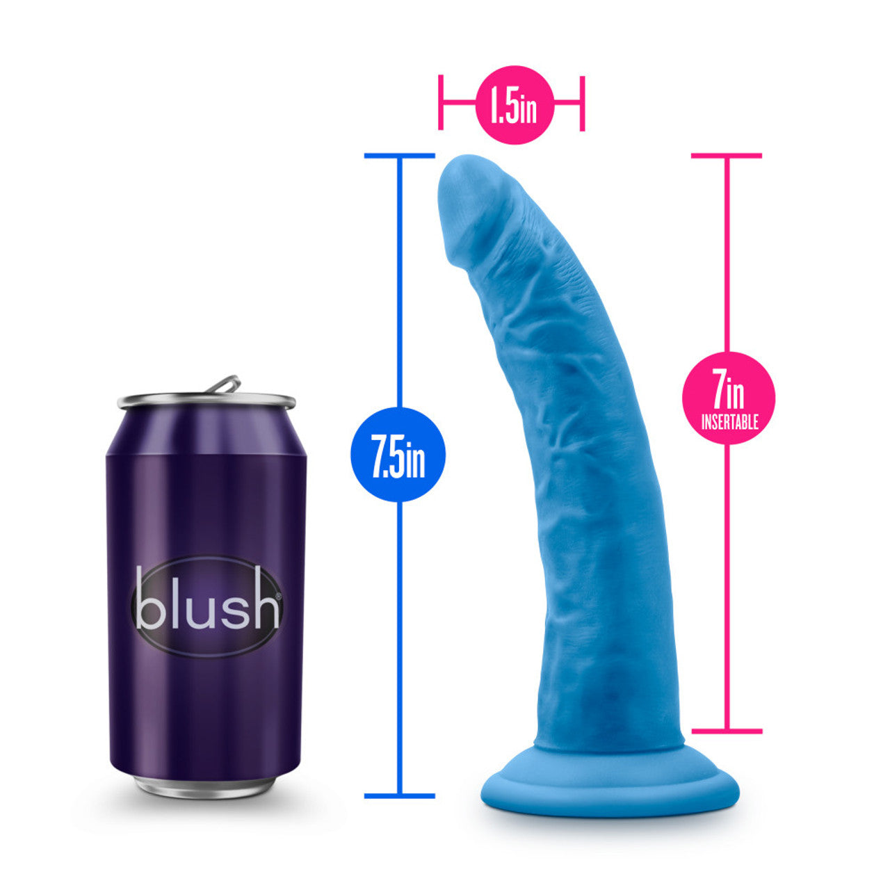 Neo Elite 7.5" SILICONE Dual Density Cock Dildo Suction Cup Dong Neon Blue