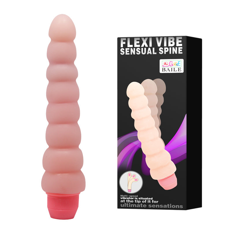 Flexi Spine Vibrator Ribbed Flesh